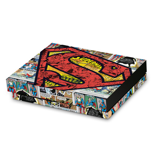 Superman DC Comics Logos And Comic Book Oversized Vinyl Sticker Skin Decal Cover for Microsoft Xbox One X Console