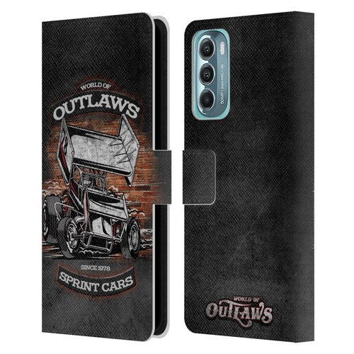 World of Outlaws Western Graphics Brickyard Sprint Car Leather Book Wallet Case Cover For Motorola Moto G Stylus 5G (2022)
