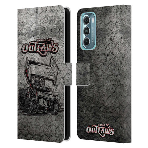 World of Outlaws Western Graphics Sprint Car Leather Book Wallet Case Cover For Motorola Moto G Stylus 5G (2022)