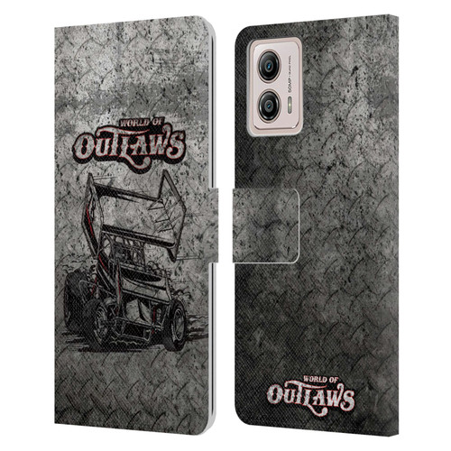 World of Outlaws Western Graphics Sprint Car Leather Book Wallet Case Cover For Motorola Moto G53 5G