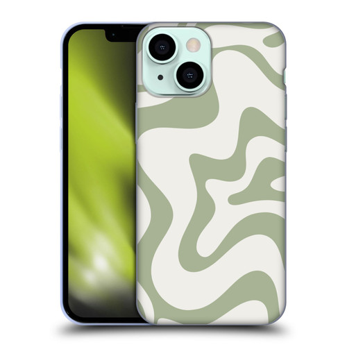 Kierkegaard Design Studio Art Retro Liquid Swirl Sage Green Soft Gel Case for Apple iPhone 13 Mini