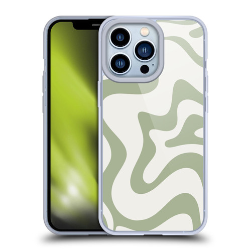 Kierkegaard Design Studio Art Retro Liquid Swirl Sage Green Soft Gel Case for Apple iPhone 13 Pro