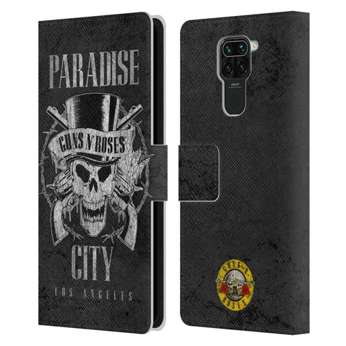 Guns N' Roses Vintage Paradise City Leather Book Wallet Case Cover For Xiaomi Redmi Note 9 / Redmi 10X 4G