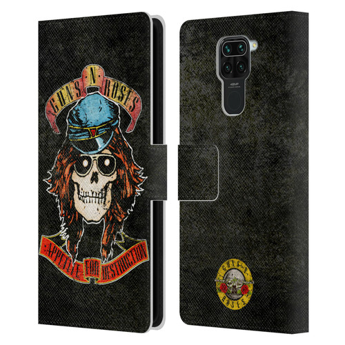 Guns N' Roses Vintage Rose Leather Book Wallet Case Cover For Xiaomi Redmi Note 9 / Redmi 10X 4G