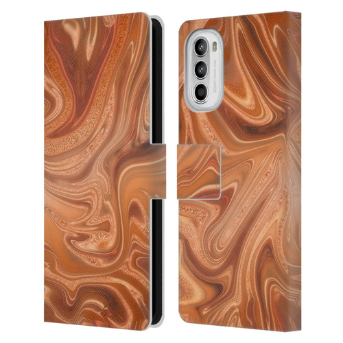 LebensArt Concretes Shiny Copper Leather Book Wallet Case Cover For Motorola Moto G52