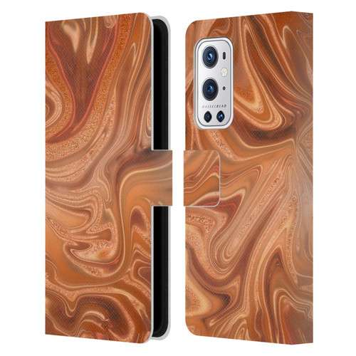 LebensArt Concretes Shiny Copper Leather Book Wallet Case Cover For OnePlus 9 Pro