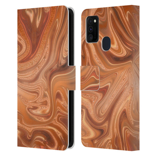 LebensArt Concretes Shiny Copper Leather Book Wallet Case Cover For Samsung Galaxy M30s (2019)/M21 (2020)