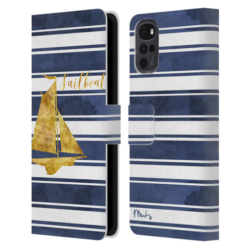 Paul Brent Nautical Sailboat Leather Book Wallet Case Cover For Motorola Moto G22