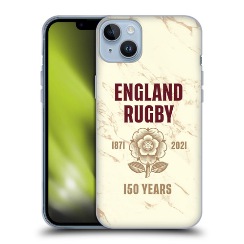 England Rugby Union 150th Anniversary Marble Soft Gel Case for Apple iPhone 14 Plus