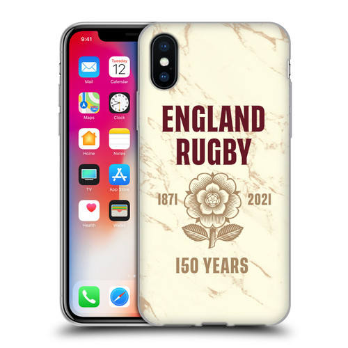 England Rugby Union 150th Anniversary Marble Soft Gel Case for Apple iPhone X / iPhone XS