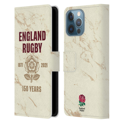 England Rugby Union 150th Anniversary Marble Leather Book Wallet Case Cover For Apple iPhone 13 Pro Max