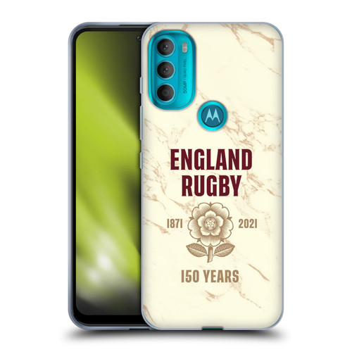 England Rugby Union 150th Anniversary Marble Soft Gel Case for Motorola Moto G71 5G