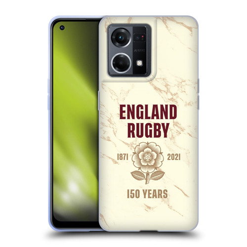England Rugby Union 150th Anniversary Marble Soft Gel Case for OPPO Reno8 4G