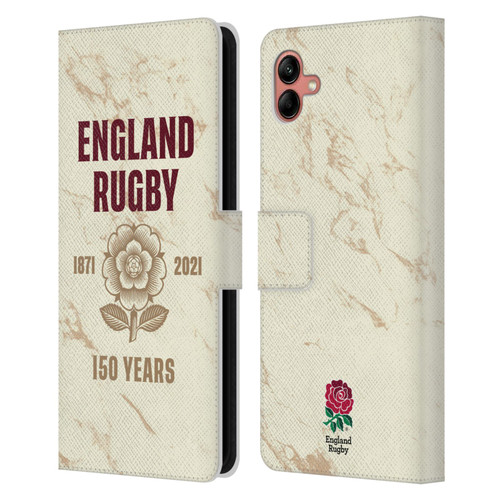 England Rugby Union 150th Anniversary Marble Leather Book Wallet Case Cover For Samsung Galaxy A04 (2022)