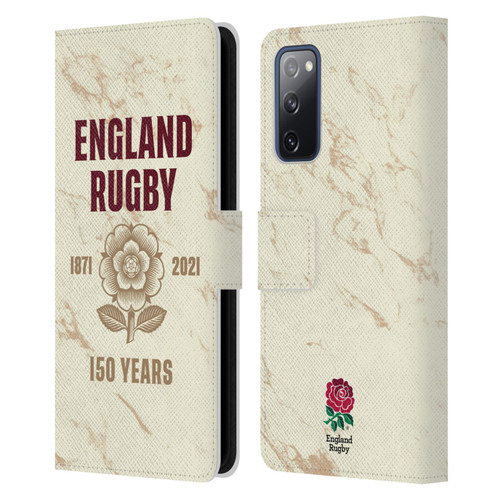 England Rugby Union 150th Anniversary Marble Leather Book Wallet Case Cover For Samsung Galaxy S20 FE / 5G