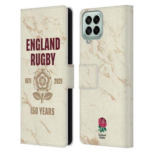 England Rugby Union 150th Anniversary Marble Leather Book Wallet Case Cover For Samsung Galaxy M53 (2022)