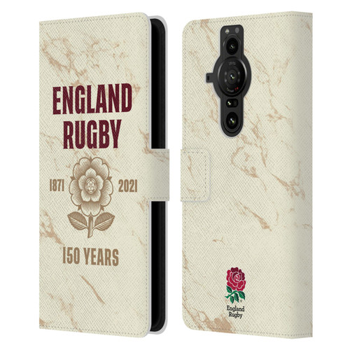 England Rugby Union 150th Anniversary Marble Leather Book Wallet Case Cover For Sony Xperia Pro-I