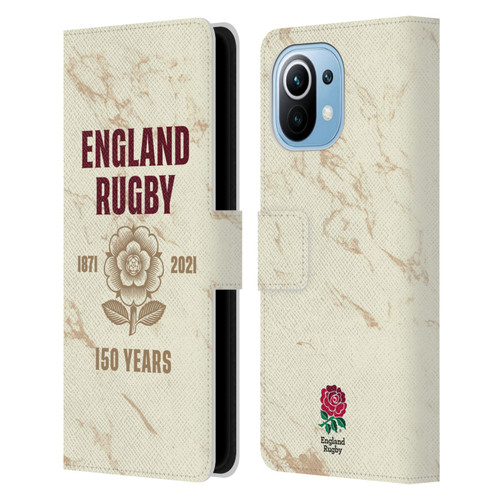 England Rugby Union 150th Anniversary Marble Leather Book Wallet Case Cover For Xiaomi Mi 11