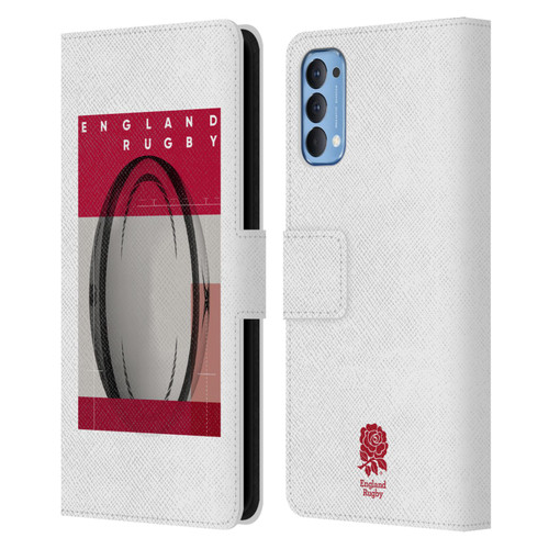 England Rugby Union First XV Ball Leather Book Wallet Case Cover For OPPO Reno 4 5G