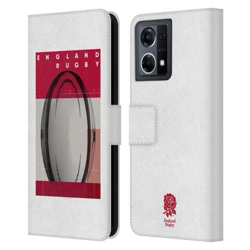 England Rugby Union First XV Ball Leather Book Wallet Case Cover For OPPO Reno8 4G