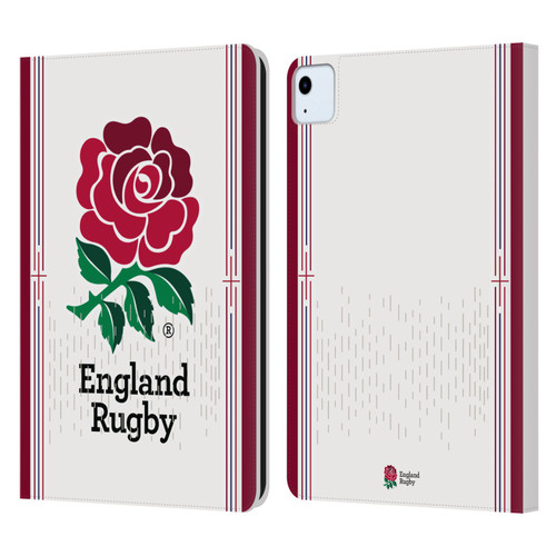 England Rugby Union 2023/24 Crest Kit Home Leather Book Wallet Case Cover For Apple iPad Air 2020 / 2022