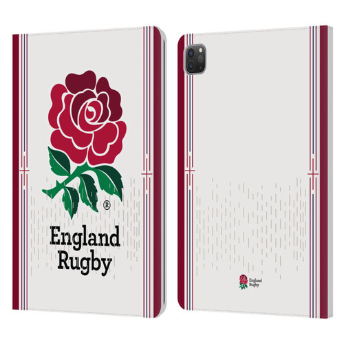England Rugby Union 2023/24 Crest Kit Home Leather Book Wallet Case Cover For Apple iPad Pro 11 2020 / 2021 / 2022