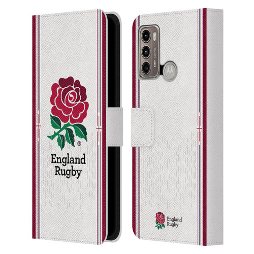 England Rugby Union 2023/24 Crest Kit Home Leather Book Wallet Case Cover For Motorola Moto G60 / Moto G40 Fusion