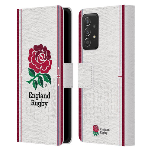England Rugby Union 2023/24 Crest Kit Home Leather Book Wallet Case Cover For Samsung Galaxy A52 / A52s / 5G (2021)