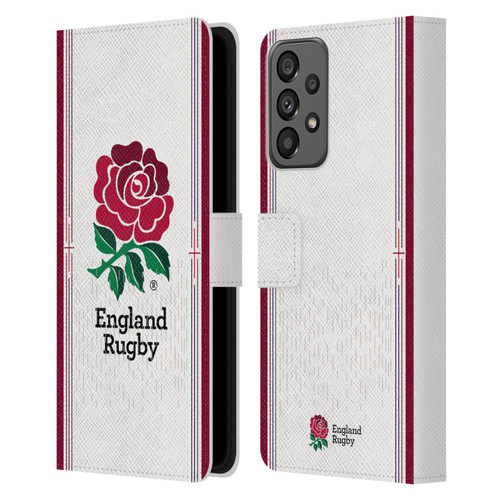 England Rugby Union 2023/24 Crest Kit Home Leather Book Wallet Case Cover For Samsung Galaxy A73 5G (2022)