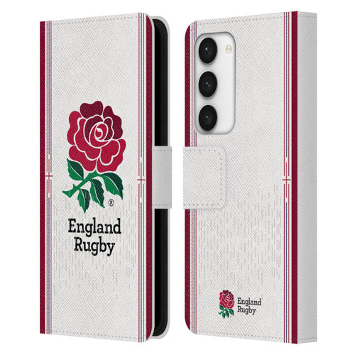 England Rugby Union 2023/24 Crest Kit Home Leather Book Wallet Case Cover For Samsung Galaxy S23 5G