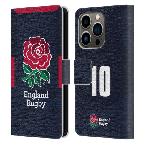 England Rugby Union 2020/21 Players Away Kit Position 10 Leather Book Wallet Case Cover For Apple iPhone 14 Pro