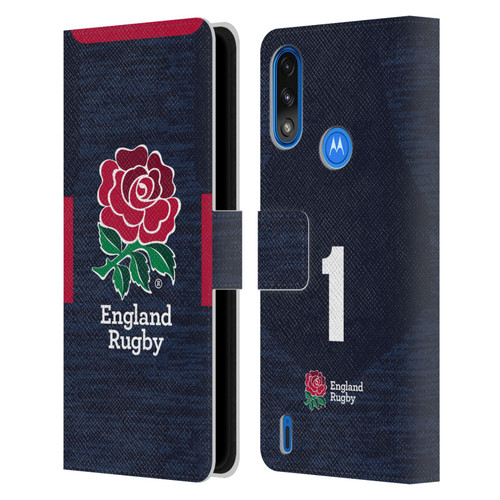 England Rugby Union 2020/21 Players Away Kit Position 1 Leather Book Wallet Case Cover For Motorola Moto E7 Power / Moto E7i Power