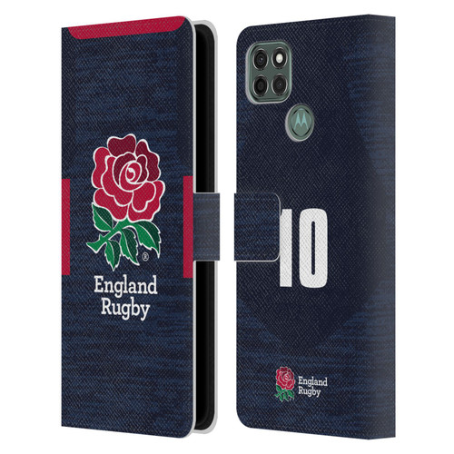 England Rugby Union 2020/21 Players Away Kit Position 10 Leather Book Wallet Case Cover For Motorola Moto G9 Power