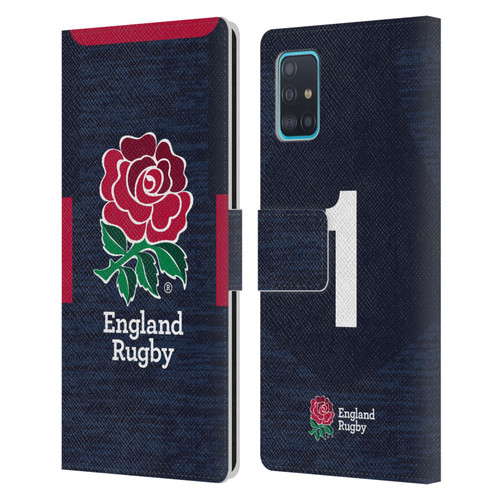 England Rugby Union 2020/21 Players Away Kit Position 1 Leather Book Wallet Case Cover For Samsung Galaxy A51 (2019)