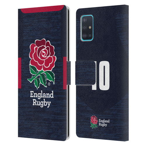 England Rugby Union 2020/21 Players Away Kit Position 10 Leather Book Wallet Case Cover For Samsung Galaxy A51 (2019)
