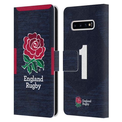 England Rugby Union 2020/21 Players Away Kit Position 1 Leather Book Wallet Case Cover For Samsung Galaxy S10+ / S10 Plus