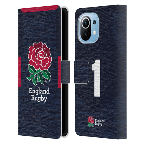 England Rugby Union 2020/21 Players Away Kit Position 1 Leather Book Wallet Case Cover For Xiaomi Mi 11