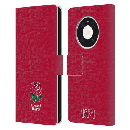 England Rugby Union 2016/17 The Rose Plain Red Leather Book Wallet Case Cover For Huawei Mate 40 Pro 5G