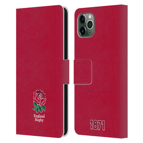 England Rugby Union 2016/17 The Rose Plain Red Leather Book Wallet Case Cover For Apple iPhone 11 Pro Max