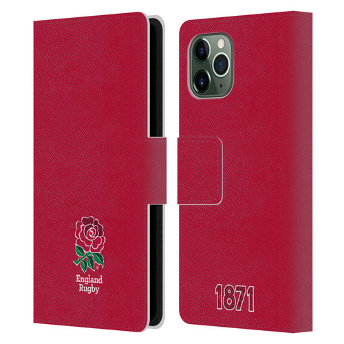 England Rugby Union 2016/17 The Rose Plain Red Leather Book Wallet Case Cover For Apple iPhone 11 Pro