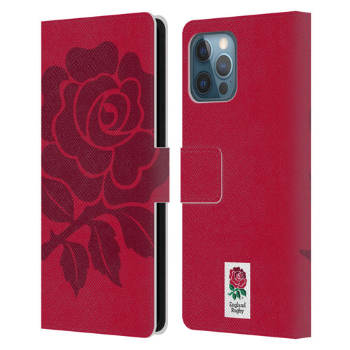 England Rugby Union 2016/17 The Rose Mono Rose Leather Book Wallet Case Cover For Apple iPhone 12 Pro Max