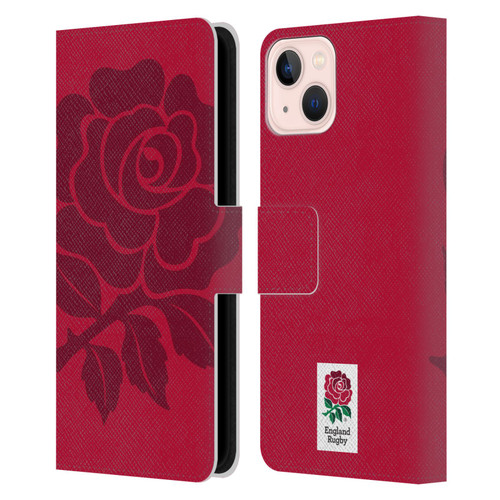 England Rugby Union 2016/17 The Rose Mono Rose Leather Book Wallet Case Cover For Apple iPhone 13