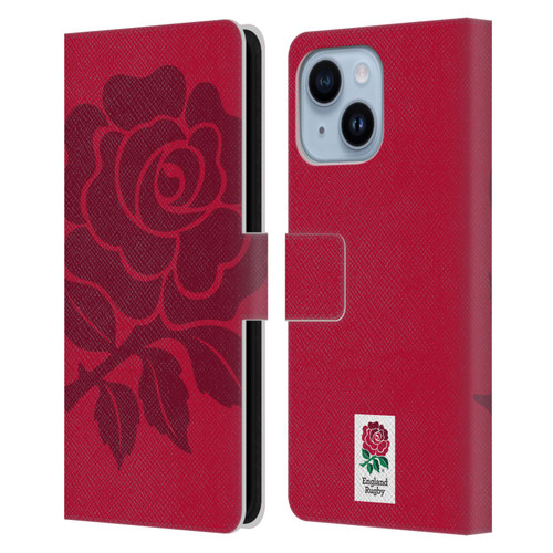 England Rugby Union 2016/17 The Rose Mono Rose Leather Book Wallet Case Cover For Apple iPhone 14 Plus