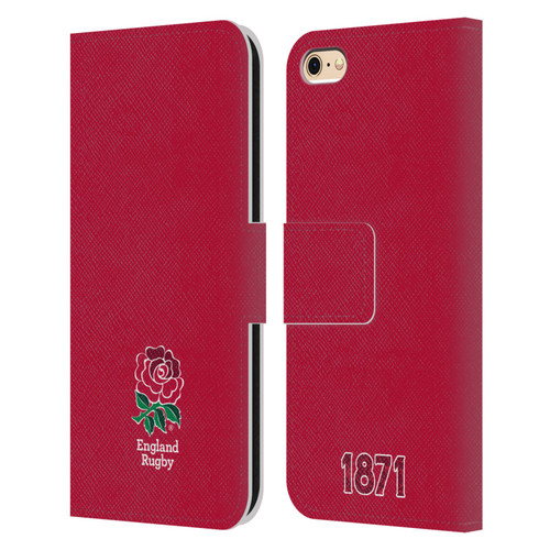 England Rugby Union 2016/17 The Rose Plain Red Leather Book Wallet Case Cover For Apple iPhone 6 / iPhone 6s