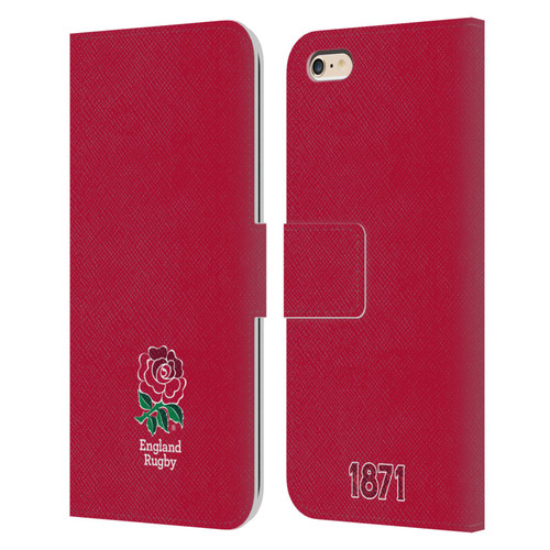 England Rugby Union 2016/17 The Rose Plain Red Leather Book Wallet Case Cover For Apple iPhone 6 Plus / iPhone 6s Plus