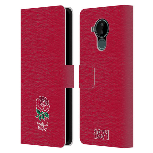 England Rugby Union 2016/17 The Rose Plain Red Leather Book Wallet Case Cover For Nokia C30