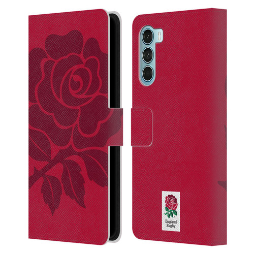 England Rugby Union 2016/17 The Rose Mono Rose Leather Book Wallet Case Cover For Motorola Edge S30 / Moto G200 5G