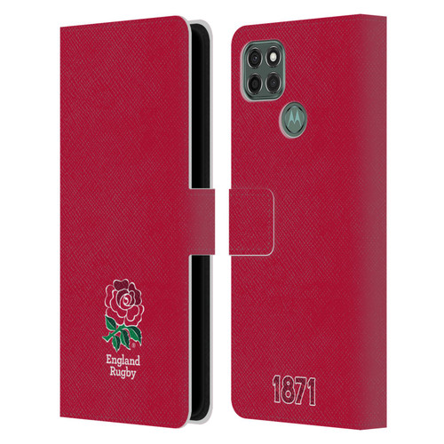 England Rugby Union 2016/17 The Rose Plain Red Leather Book Wallet Case Cover For Motorola Moto G9 Power