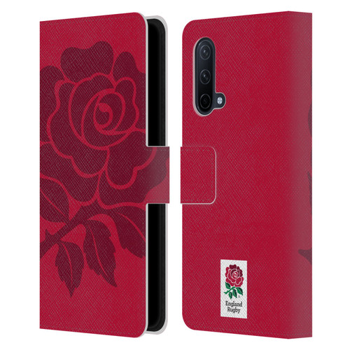 England Rugby Union 2016/17 The Rose Mono Rose Leather Book Wallet Case Cover For OnePlus Nord CE 5G