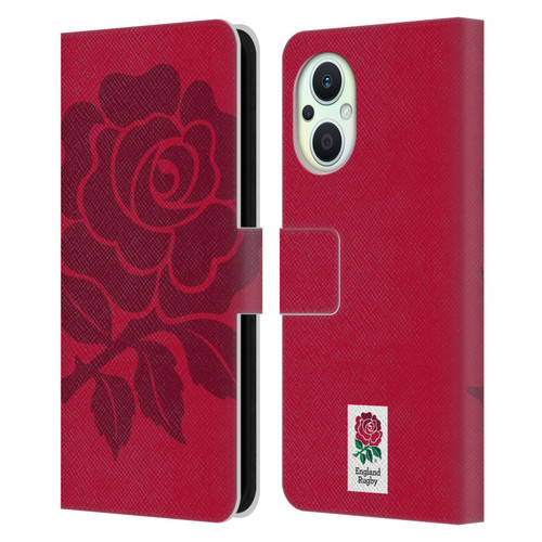 England Rugby Union 2016/17 The Rose Mono Rose Leather Book Wallet Case Cover For OPPO Reno8 Lite